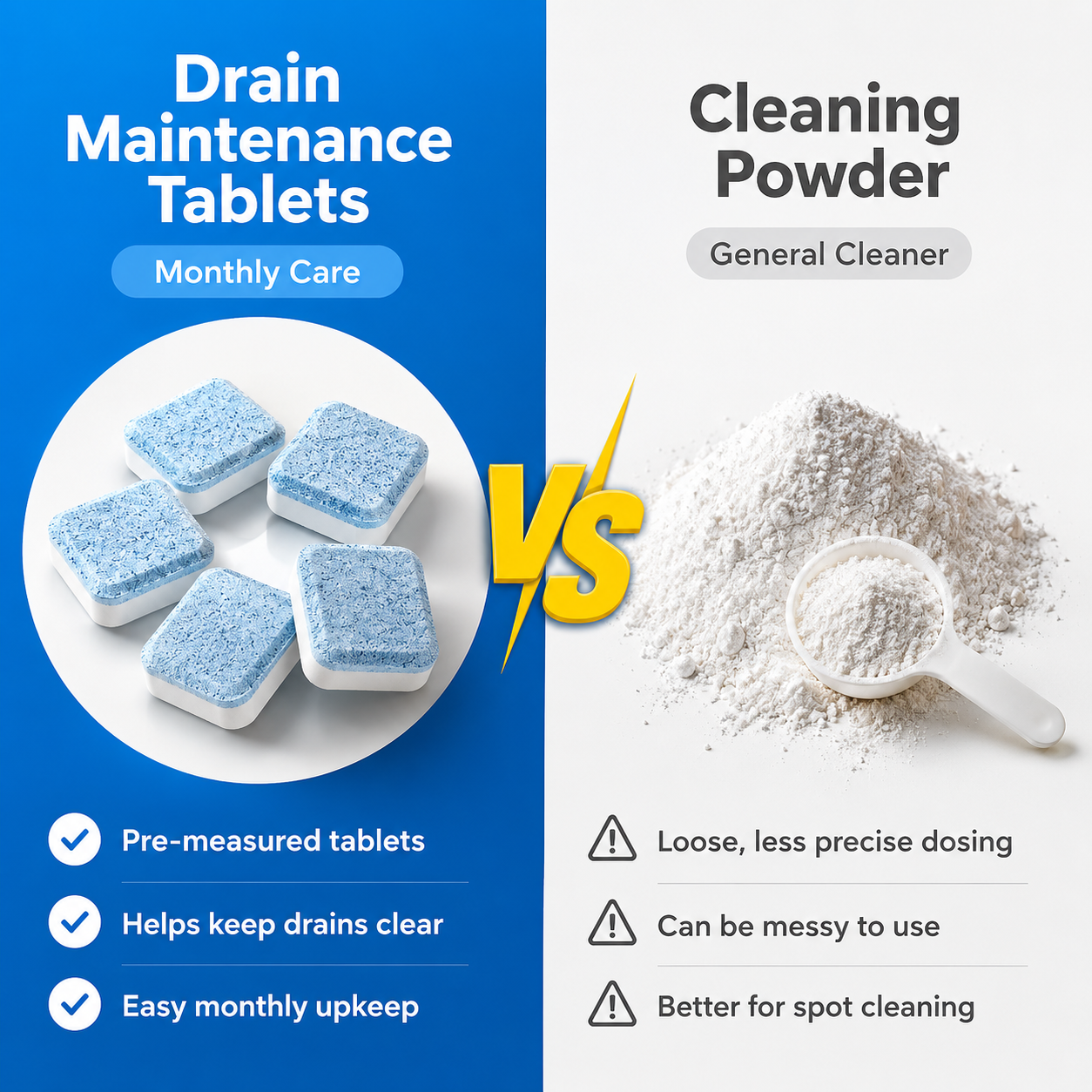 💥12 Drain Cleaning Tablets – Tackle Clogs in Sinks, Showers & Washers