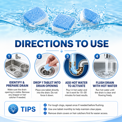 💥12 Drain Cleaning Tablets – Tackle Clogs in Sinks, Showers & Washers