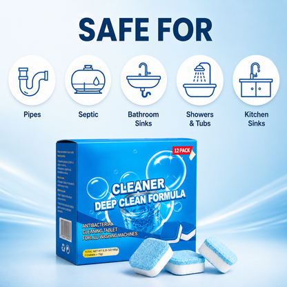 💥12 Drain Cleaning Tablets – Tackle Clogs in Sinks, Showers & Washers