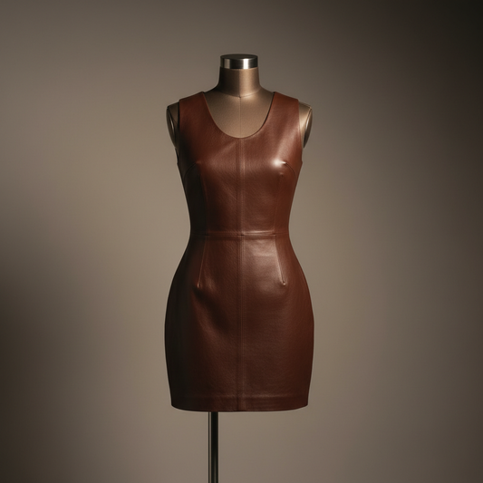 Chocolate Leather Mini Dress
