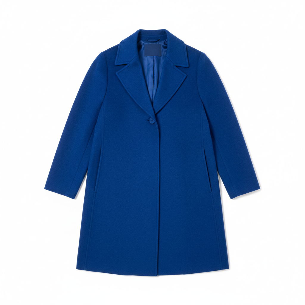 Cobalt Blue Wool Coat Flat Lay
