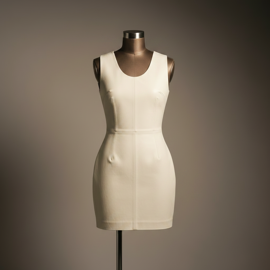 Cream White Leather Mini Dress