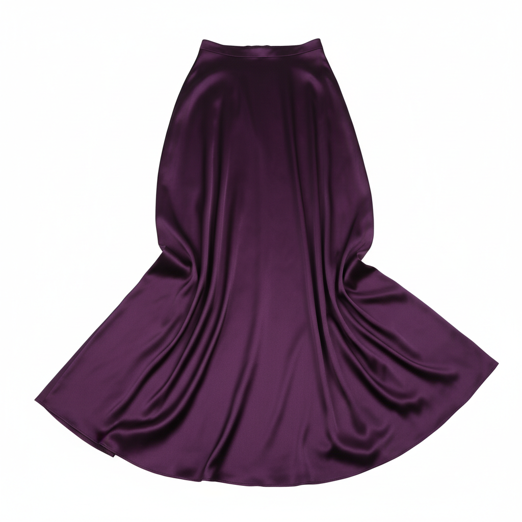 Deep Plum Satin Maxi Skirt Flat Lay