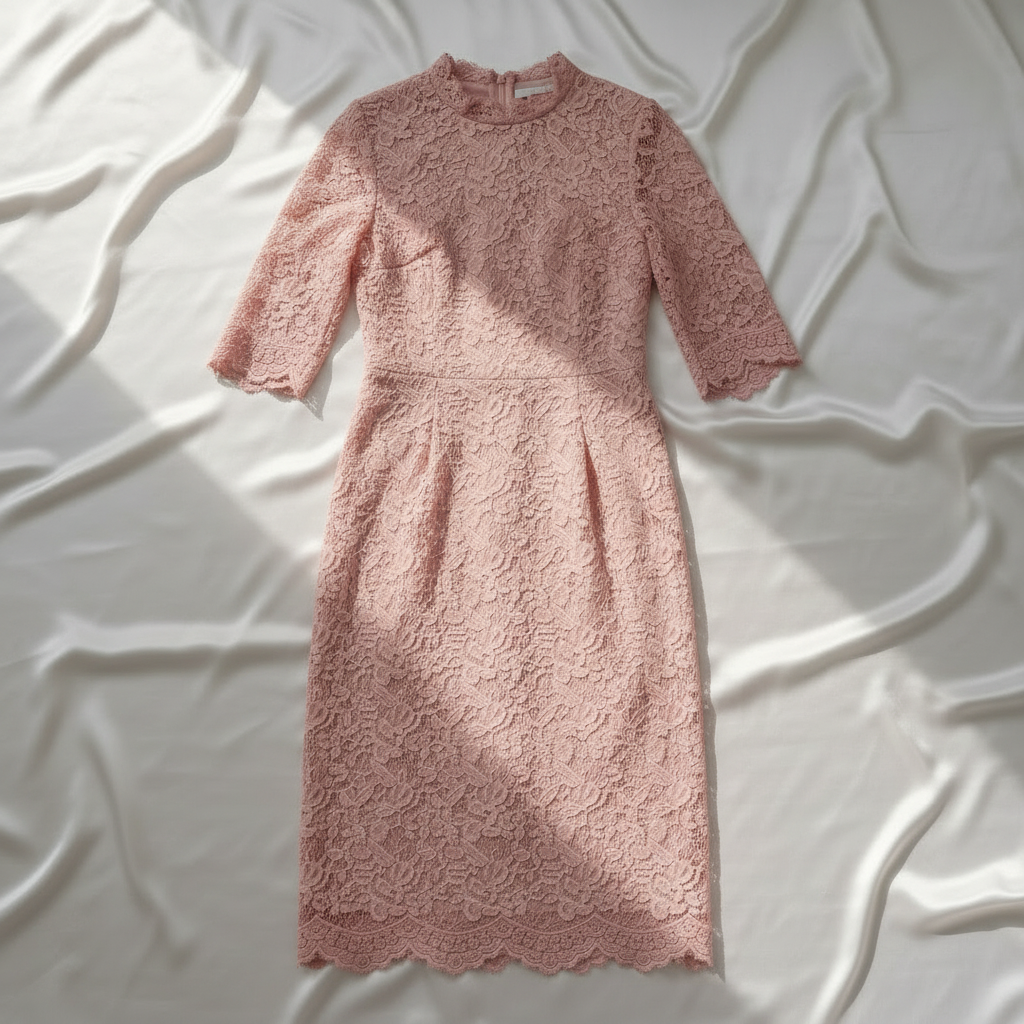 Dusty Rose Lace Midi Dress