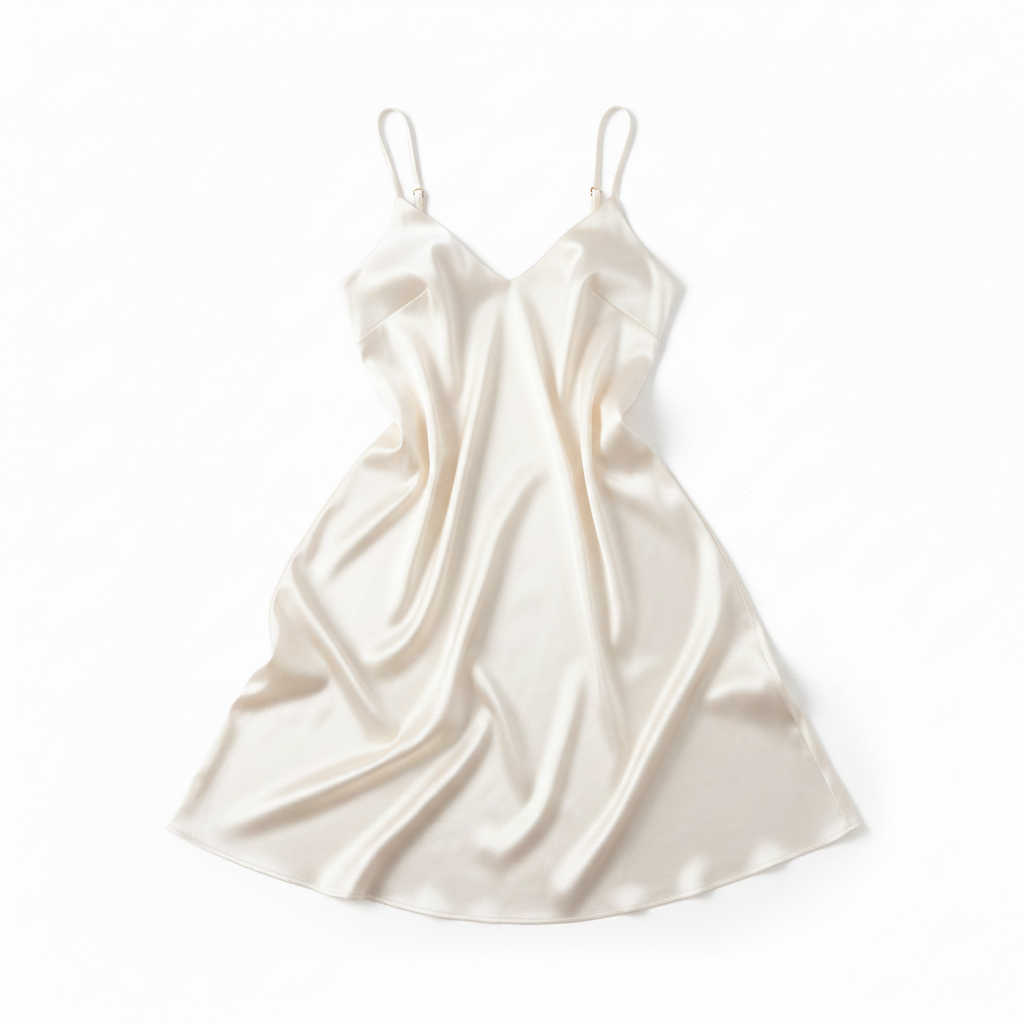 Ivory White Satin Slip Dress