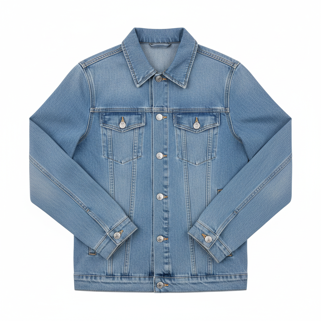 Light Blue Denim Jacket Flat Lay