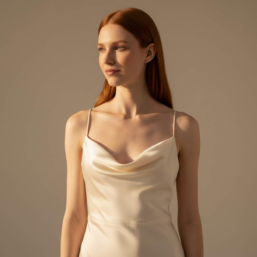 Model Close-Up Cowl Neck