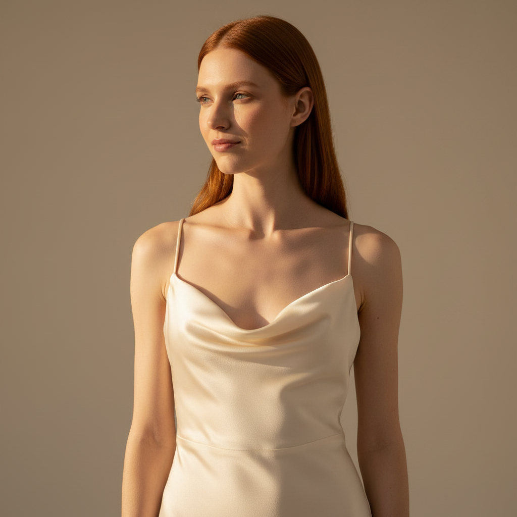 Model Close-Up Cowl Neck