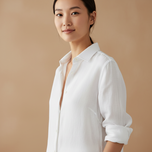 Model Close-Up White Shirt