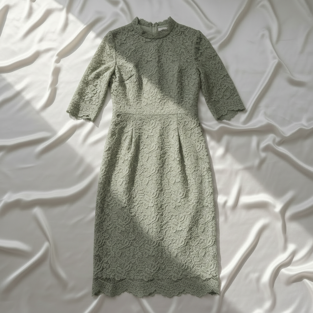 Sage Green Lace Midi Dress